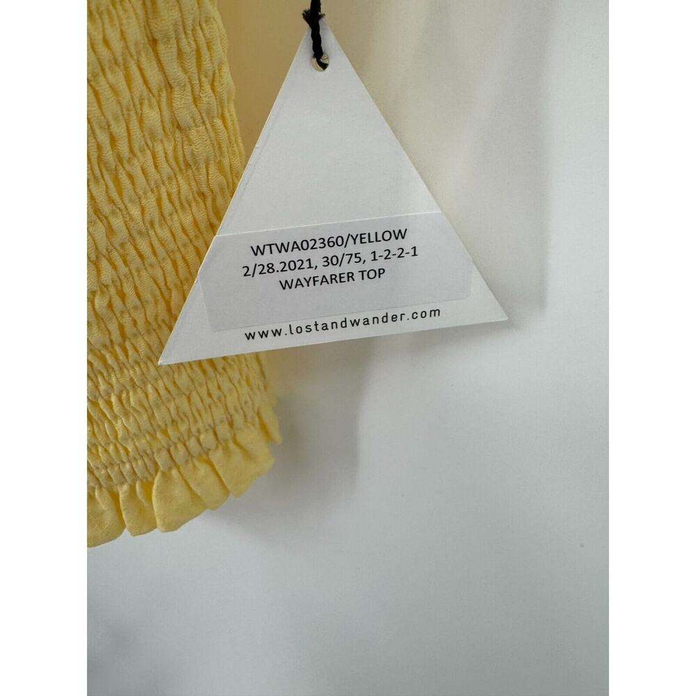 Lost + Wander Womens Top Yellow PS Cropped Smocked Sleeveless Wayfarer Pullover - Picture 3 of 5